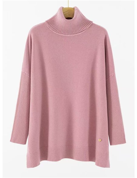 Jersey maxi soft cuello vuelto