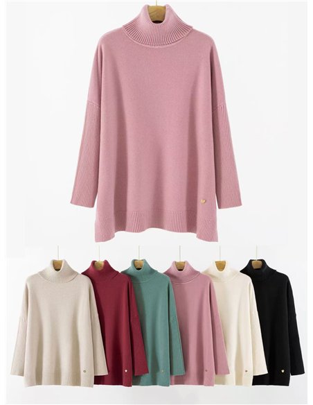 Jersey maxi soft cuello vuelto