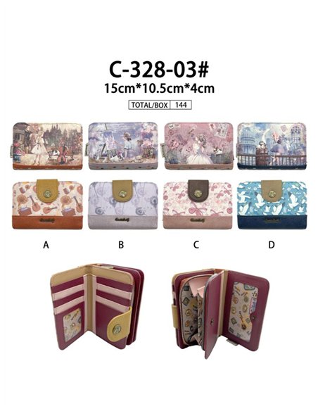 Monedero tarjetero con diseño muñeca