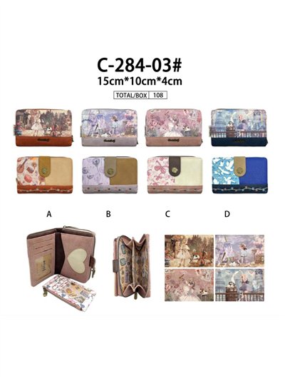 Monedero tarjetero con diseño muñeca