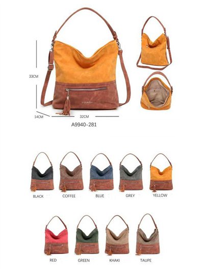 Bolso de hombro contraste borlas