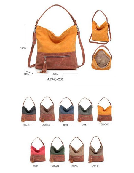 Bolso de hombro contraste borlas