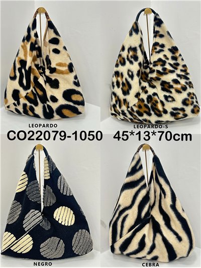 Bolso shopper estampado asa de piel