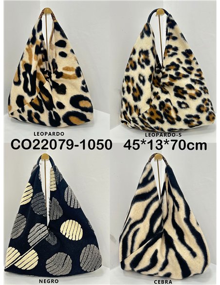 Bolso shopper estampado asa de piel