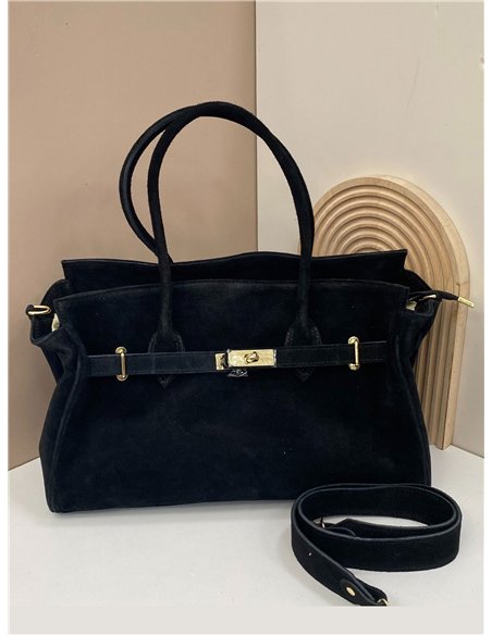 Bolso tote amplio serraje detalle metálico