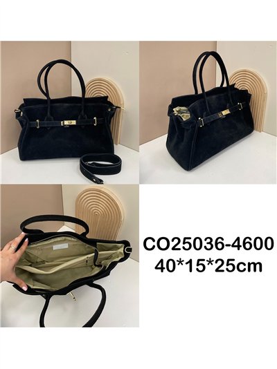 Bolso tote amplio serraje detalle metálico