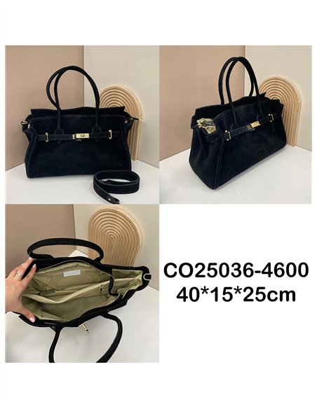 Bolso tote amplio serraje detalle metálico