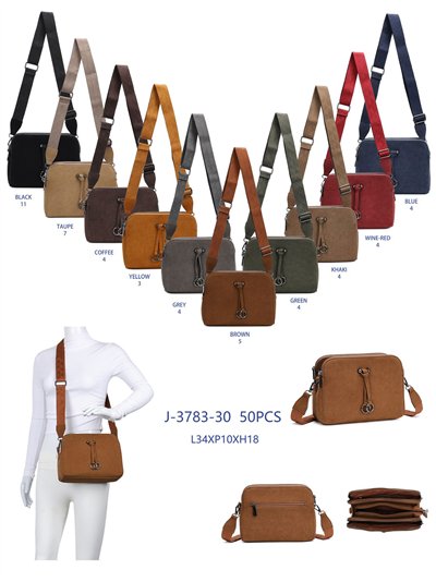 Bolso bandolera doble cremallera efecto ante