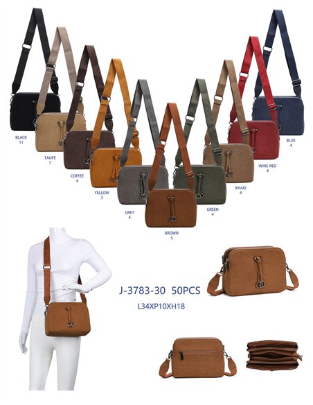 Bolso bandolera doble cremallera efecto ante