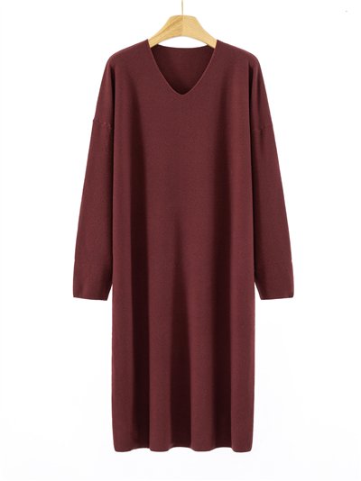 Vestido punto cuello pico