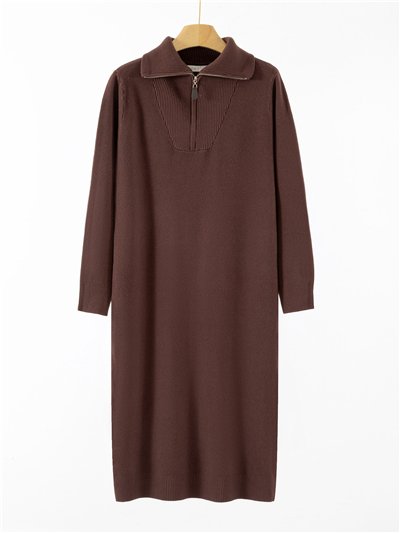 Vestido punto cuello cremallera