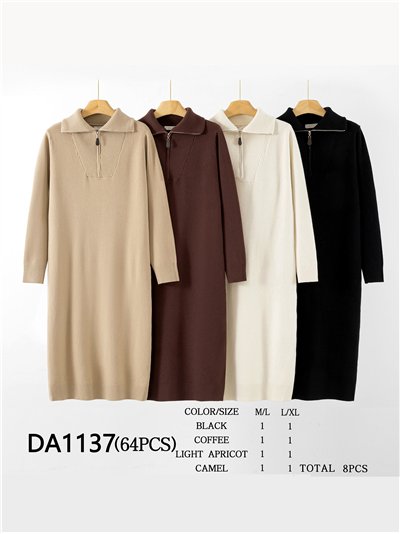 Vestido punto cuello cremallera 2