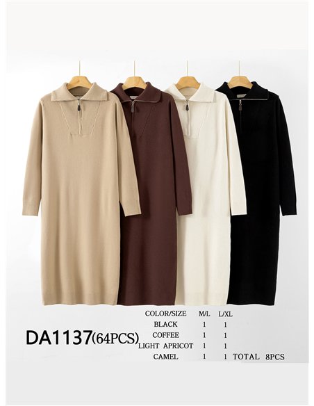 Vestido punto cuello cremallera