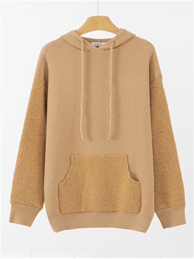 Sudadera punto combinado capucha