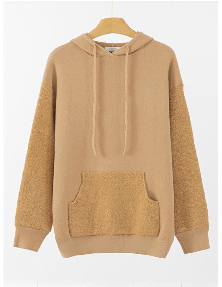 Sudadera punto combinado capucha