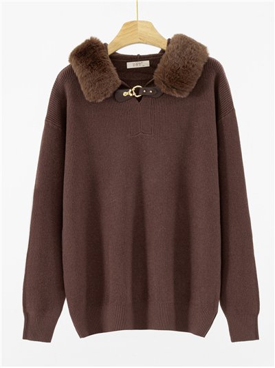 Jersey detalle hebilla capucha pelo