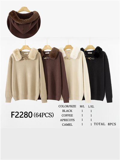 Jersey detalle hebilla capucha pelo 2