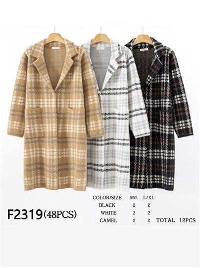 Abrigo largo cuadros punto pelo 2