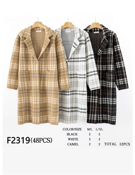 Abrigo largo cuadros punto pelo