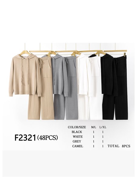 Conjunto Sudadera punto capucha + Pantalón