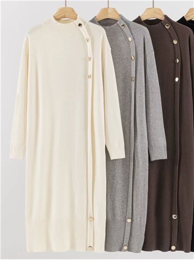 Vestido punto botones cuello perkins