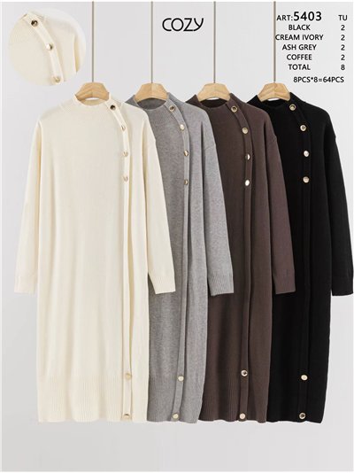 Vestido punto botones cuello perkins 2