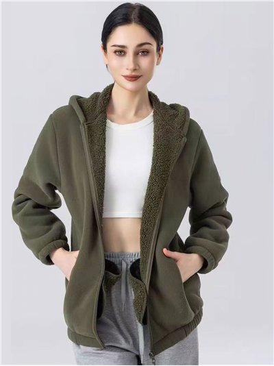 Sudadera polar borreguito capucha cremallera