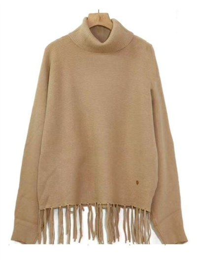 Jersey amplio flecos cuello vuelto