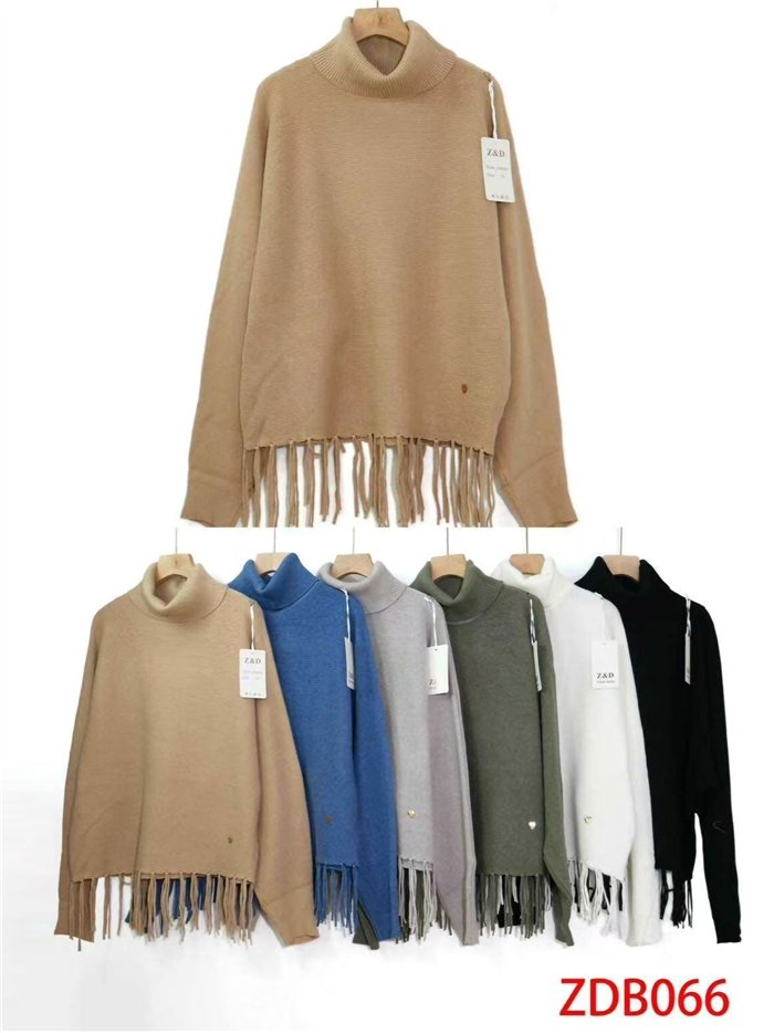 Jersey amplio flecos cuello vuelto