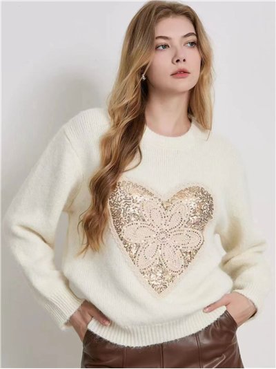 Jersey corazón lentejuelas
