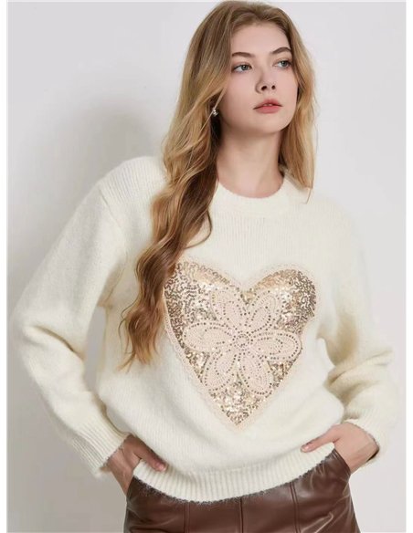 Jersey corazón lentejuelas
