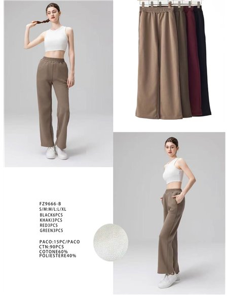 Pantalón felpa recto forro polar