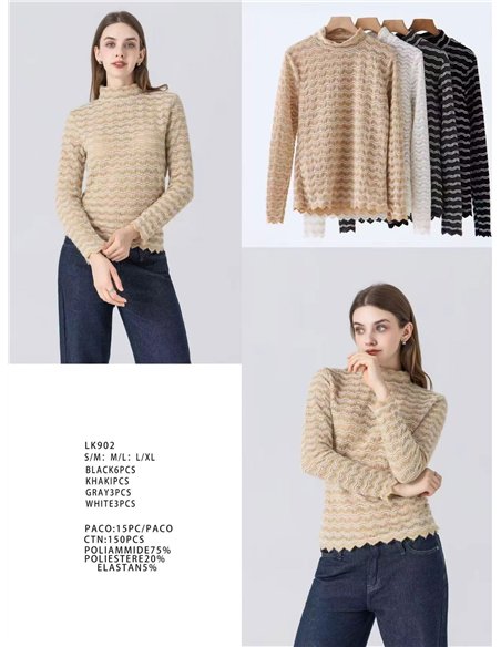 Camiseta encaje cuello perkins