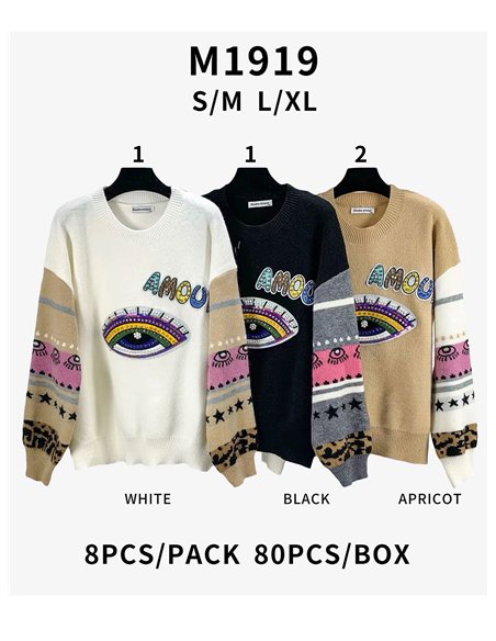 Eye sequinned sweater