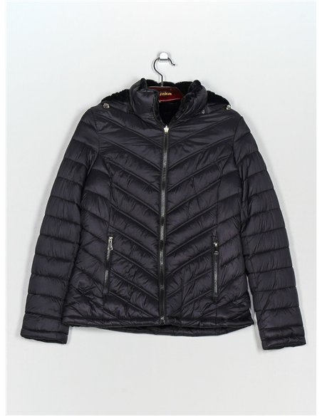 Faux fur reversible down puffer jacket