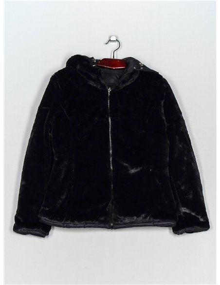Faux fur reversible down puffer jacket
