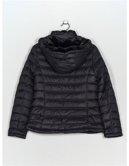 Faux fur reversible down puffer jacket