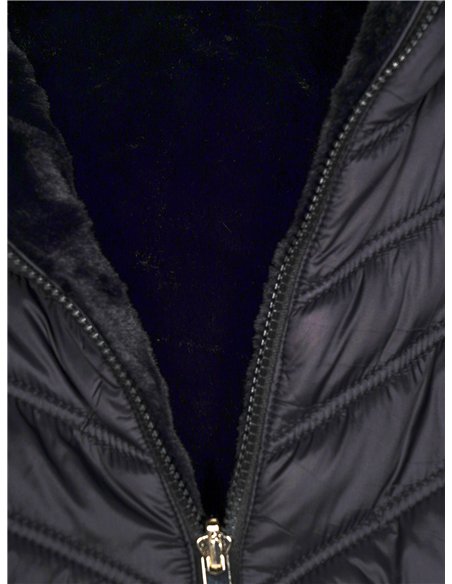 Faux fur reversible down puffer jacket