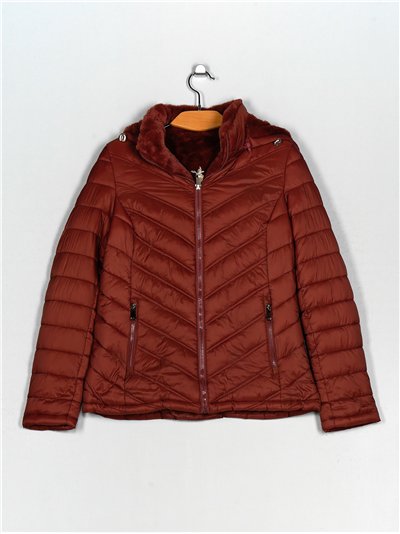 Faux fur reversible down puffer jacket