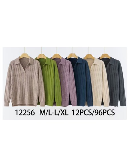 Jersey canalé cuello polo