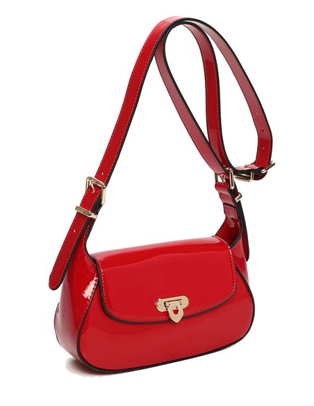 Bolso bandolera mini de charol solapa