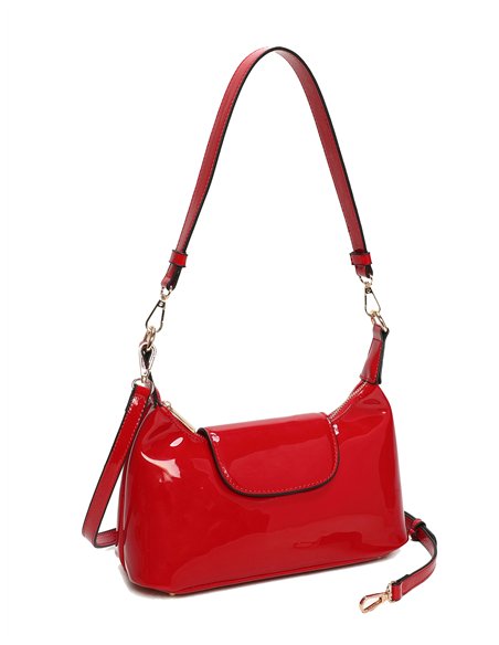 Bolso bandolera de charol solapa