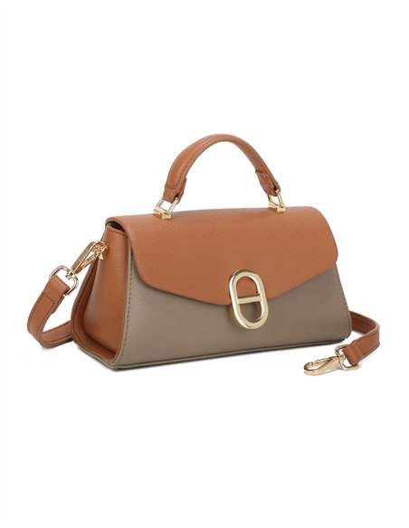 Mini bolso tote bicolor solapa