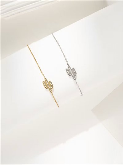 Pulsera cadena cactus perlas - Acero inoxidable