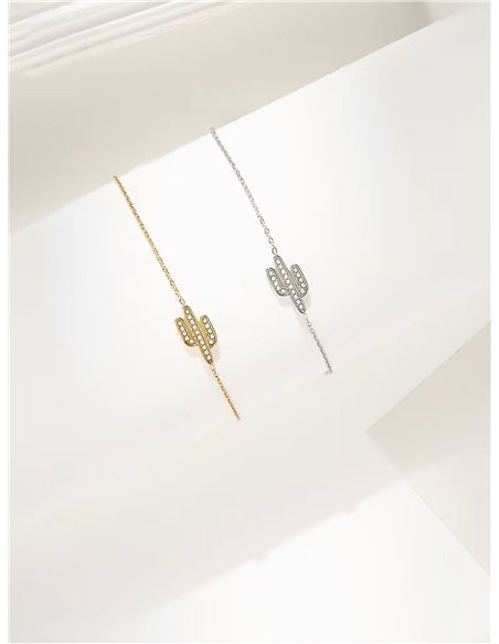 Pulsera cadena cactus perlas - Acero inoxidable