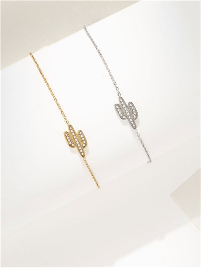 Pulsera cadena cactus perlas - Acero inoxidable 2