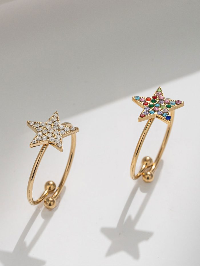 Anello stella con zirconi - Acciaio inossidabile