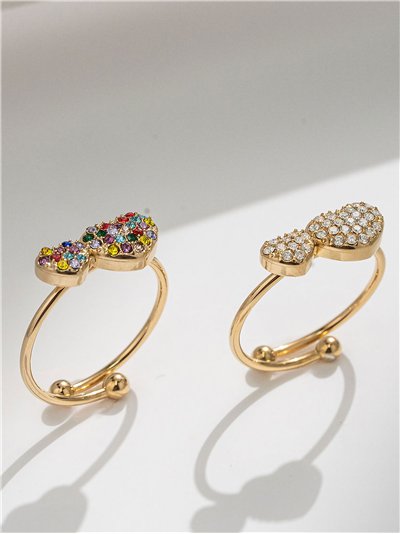 Anillo corazones con circonitas - Acero inoxidable 2
