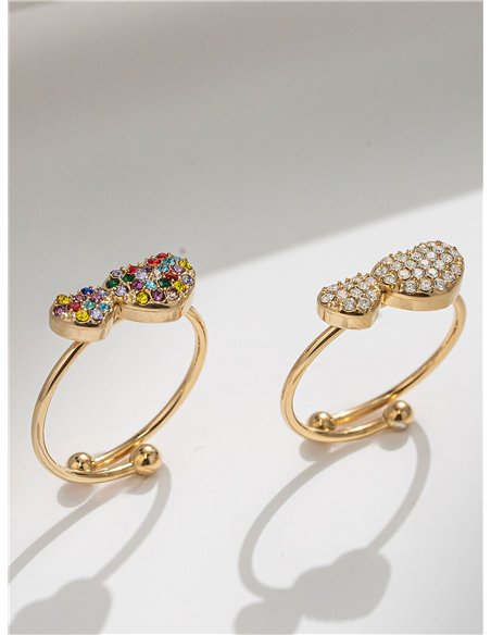 Anillo corazones con circonitas - Acero inoxidable