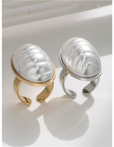 Anillo perla estriada - Acero inoxidable